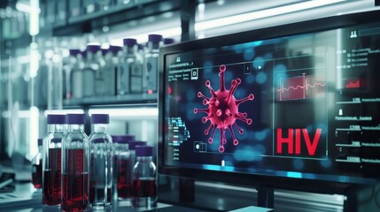 Poster - A computer monitor displays a virus on a screen