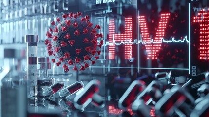 Poster - A computer monitor displays a red HV on a screen