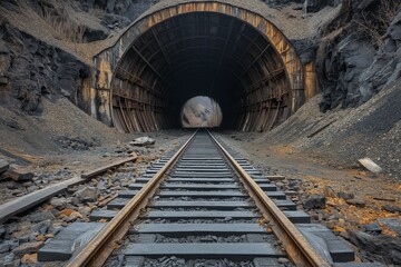 Wall Mural - Abandoned railway tunnel. Industrial heritage and nature's reclamation of human structures