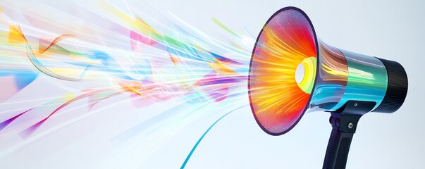 Colorful sound waves from a megaphone.