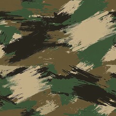 Poster - Brushstroke Hunting Camo Seamless Pattern, Camouflage Texture