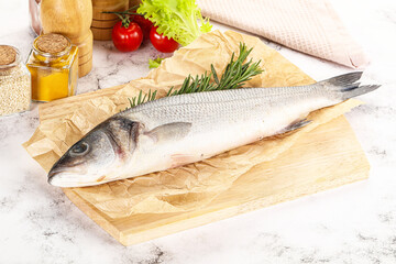 Canvas Print - Raw seabass fish for cooking