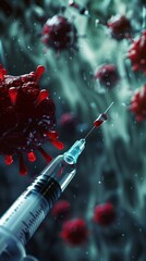 Poster - A syringe is being used to inject a red substance into a person