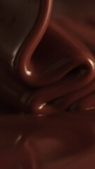 Poster - Super Slow Motion of Pouring Hot Melted Chocolate, Filmed on High Speed Cinema Camera, 1000 fps. Extreme Macro Shot, Vertical Composition.