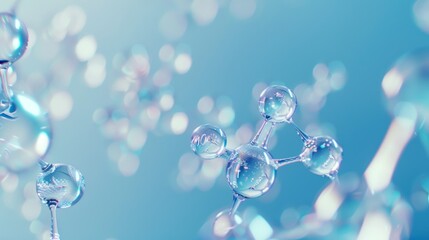 Poster - A blue background with a bunch of small, clear spheres