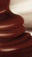 Poster - Super Slow Motion of Pouring Hot Melted Chocolate, Filmed on High Speed Cinema Camera, 1000 fps. Extreme Macro Shot, Vertical Composition.
