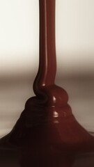 Poster - Super Slow Motion of Pouring Hot Melted Chocolate, Filmed on High Speed Cinema Camera, 1000 fps. Extreme Macro Shot, Vertical Composition.