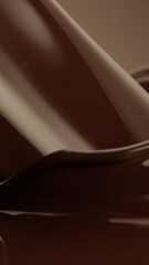Poster - Super Slow Motion of Splashing Hot Melted Chocolate. Filmed on High Speed Cinema Camera, 1000 fps. Camera in Motion. Extreme Macro Shot.