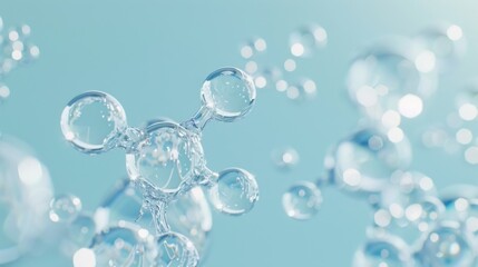 Poster - A blue background with many small bubbles of water