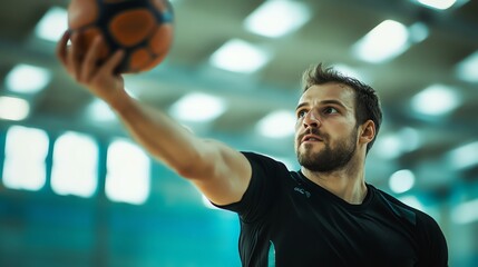 Wall Mural - A basketball player prepares to shoot a basketball.