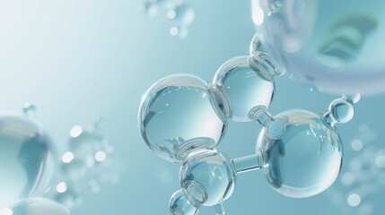 Poster - A close up of a blue background with a cluster of clear spheres