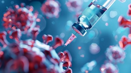 Poster - A syringe is being used to inject a vaccine into a person