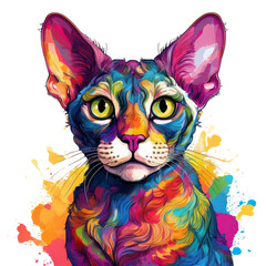  Colorful artistic portrait of a cat. transparent