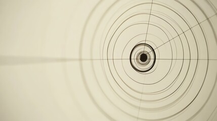 Canvas Print - Abstract concentric circles and lines on a beige background.