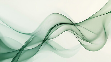 Aufkleber - Abstract green flowing lines on a white background.