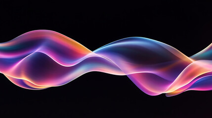 Aufkleber - Abstract colorful glowing wave against a black background.
