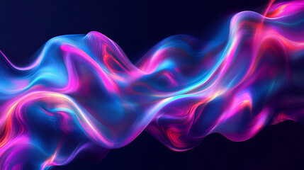 Poster - Abstract glowing blue and pink wave flowing on a dark background.