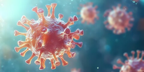 Poster - Close-up 3D Rendering of Virus Cell in Detail