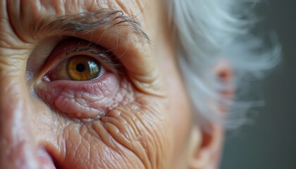 closeup of senior elder eyes with Wrinkled, a Vision and eyesight, beauty and cosmetic.