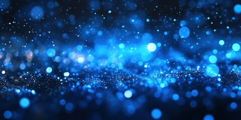 Wall Mural - Abstract Blue Glowing Particles Background with Bokeh