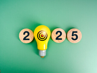 Poster - 2025 happy new year with creative idea, business goal, innovation and technology trends concept. 202
