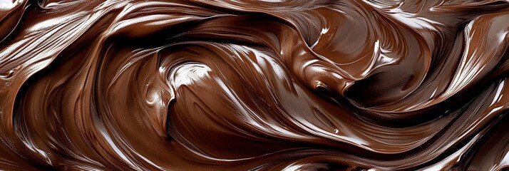 Wall Mural - Swirling Liquid Chocolate Close Up Image