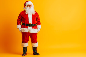 Poster - A man dressed as Santa Claus standing in front of a yellow background