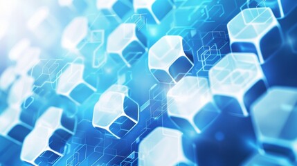 Poster - A blue and white background with many cubes of different sizes