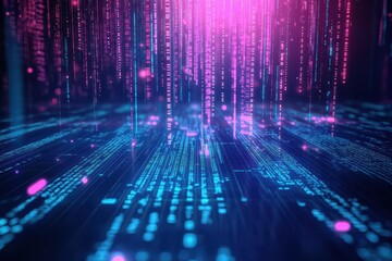 Aufkleber - Futuristic data flow, vibrant colors, digital code patterns, holographic texture