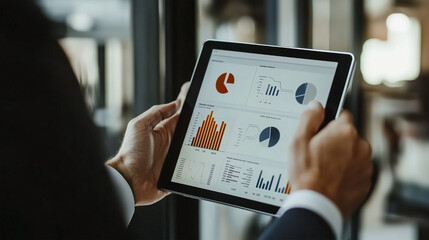 Poster - A person is holding a tablet with a screen showing a graph