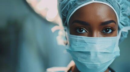Aufkleber - A woman wearing a surgical mask and a white lab coat