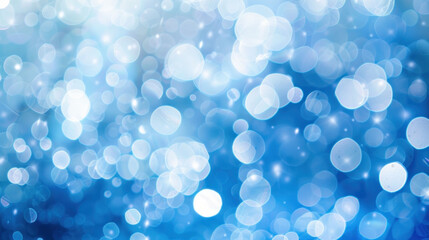 Aufkleber - Bright blue bokeh background with soft, shimmering circles creating dreamy atmosphere. This image evokes sense of calm and tranquility, perfect for various design projects