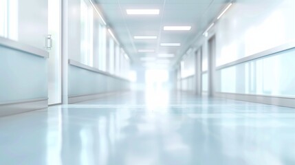 Poster - A long, empty hallway with a door in the middle