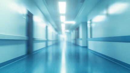 Poster - A long hallway with a blue color