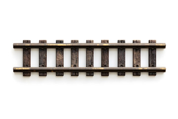 3d Railway rails top view isolated on white background