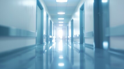Poster - A long hallway with a bright light shining down on it