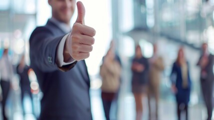 Aufkleber - A man in a suit is giving a thumbs up to a group of people
