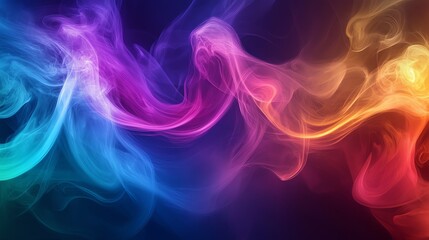 Wall Mural - Abstract colorful smoke swirls against a black background.