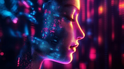 Poster - A close-up of an abstract digital art piece featuring colorful pixelated patterns and lines, representing the visual elements in stock market charts or graphs on a computer screen