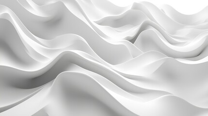 Poster - white background with waves, vector art, smooth lines, 3d render, no shadows, grey color palette, high resolution