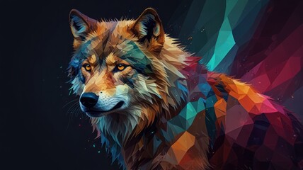 Sticker - Wolf Portrait in Geometric Art