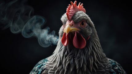 Poster - Smoking Rooster Portrait