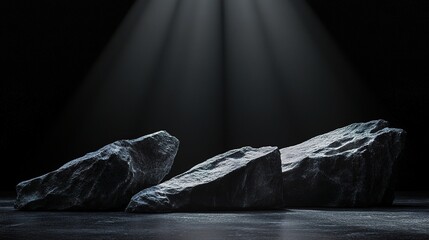 Wall Mural - Dark Rocks Under Dramatic Light Rays