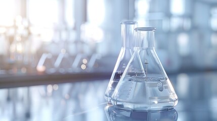 Poster - Two beakers of water sit on a counter