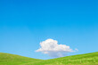 © Husamex - Serene green hill under a bright blue sky with a lone cloud, symbolizing simplicity and clarity background