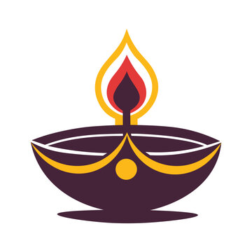 Diwali oil lamp vector art illustration isolated on white background.