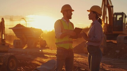 Aufkleber - The scene is set in a construction site with a large truck in the background