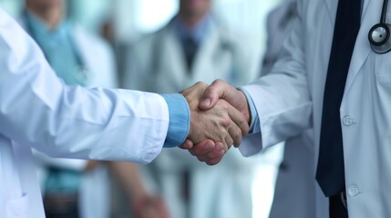 Aufkleber - Two doctors shaking hands in a hospital setting
