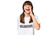 © luismolinero - Little volunteer girl over isolated background shouting with mouth wide open