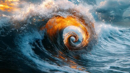 Poster - Fiery Ocean Vortex